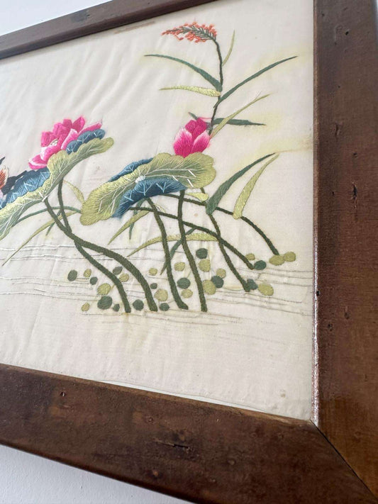 Chinese embroidered silk panel