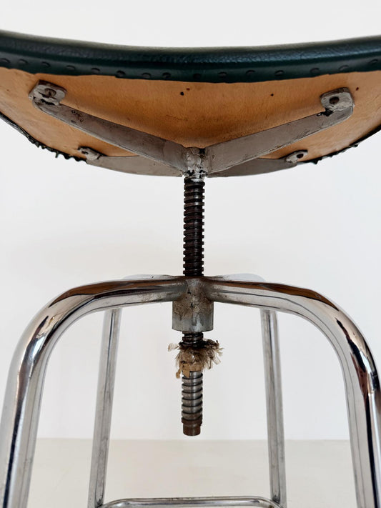 Stool with faux leather seat