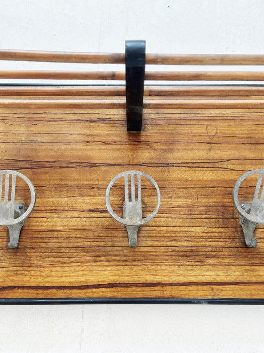 Large wooden coat rack with hat rack