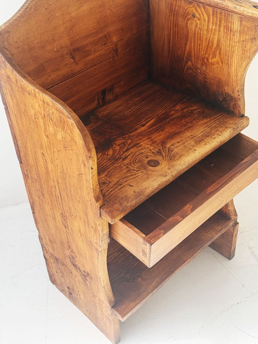 Panca rustica con cassetto e ripiano Italia, fine XIX - inizio XX secolo