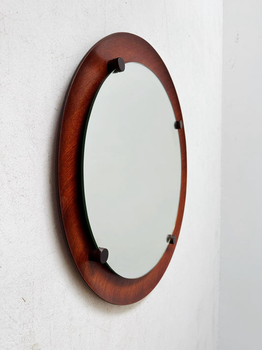 Round teak mirror by Campo e Graffi
