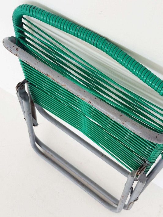 Children's folding chair in metal and woven plastic wire, 1960s/1970s