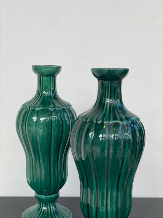 Pair of green vases