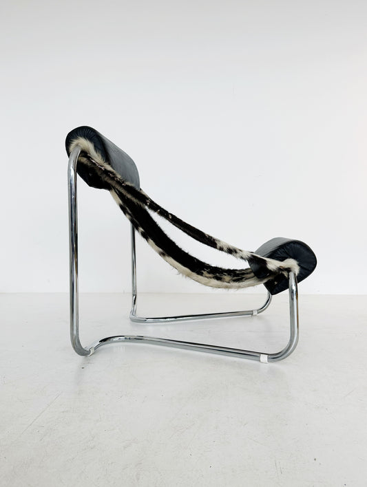 Poltrona Sling muccata in metallo cromato 1970