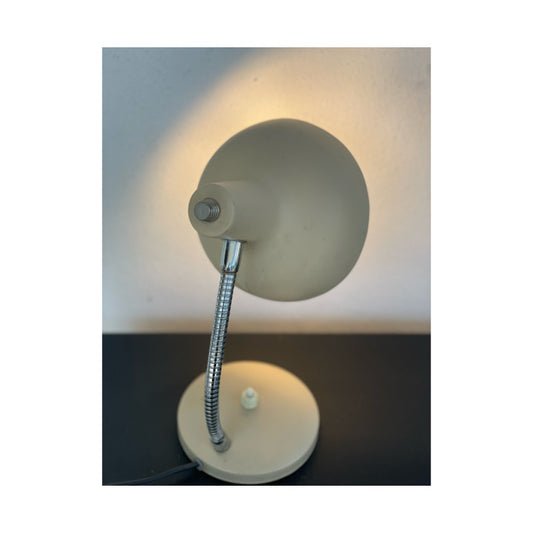 Beige and chrome table lamp
