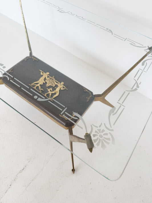 Coffee table with silkscreened glass top