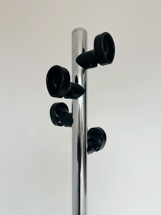 Floor coat stand in chromed metal and plastic, 1970s