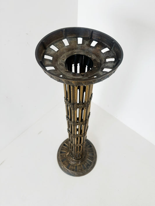 Colonnina portafiori in ottone fuso brunito