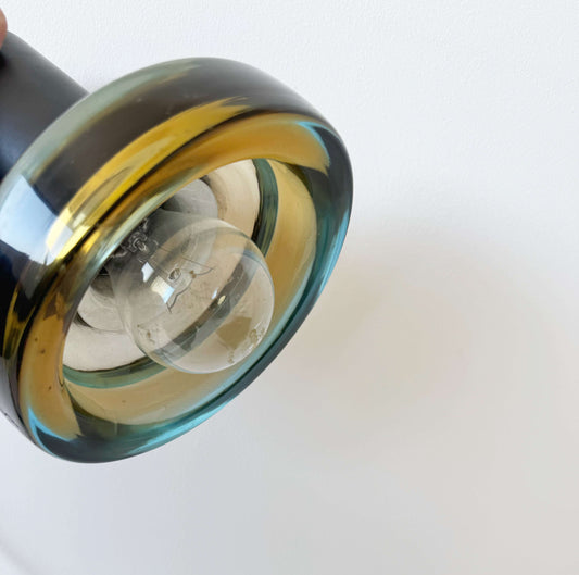 Small pendant lamp in yellow glass and metal