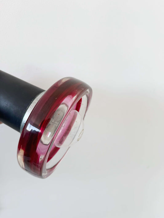 Small pendant lamp in red glass and metal