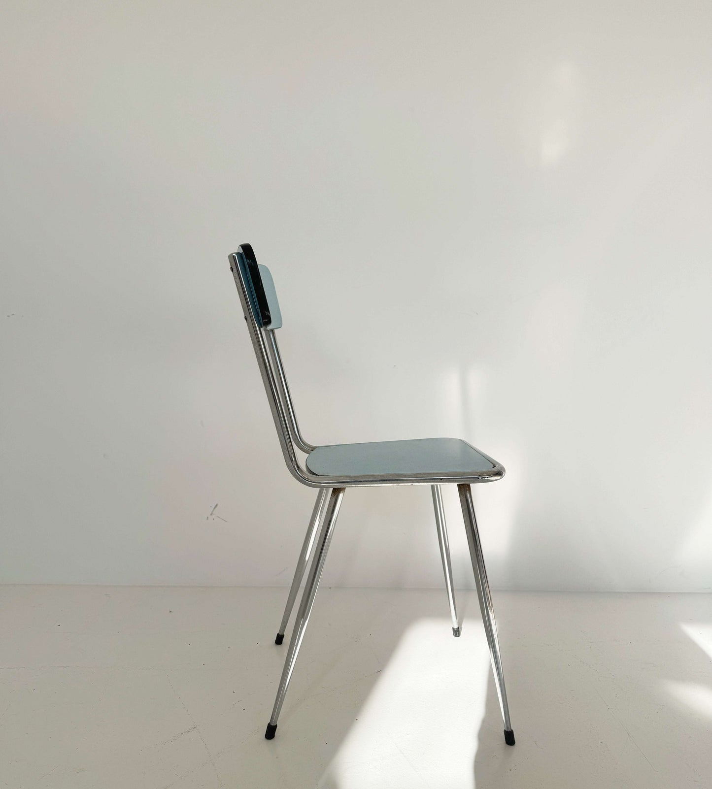 Vintage Metal Chair with Blue Seat