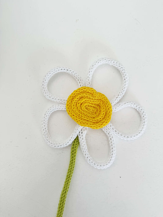 Floral tricotin plant topper – handmade decoration