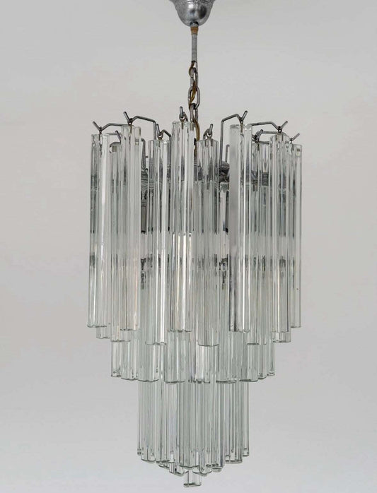 Cascade chandelier with glass trihedrons attributed to Venini