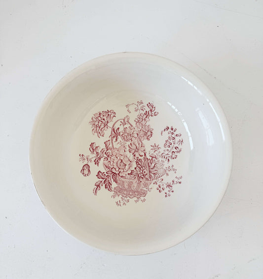 Large Staffordshire pottery bowl with floral decoration