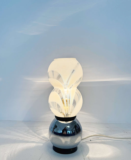 Glass and Chromed Metal Table Lamp – Elegant design