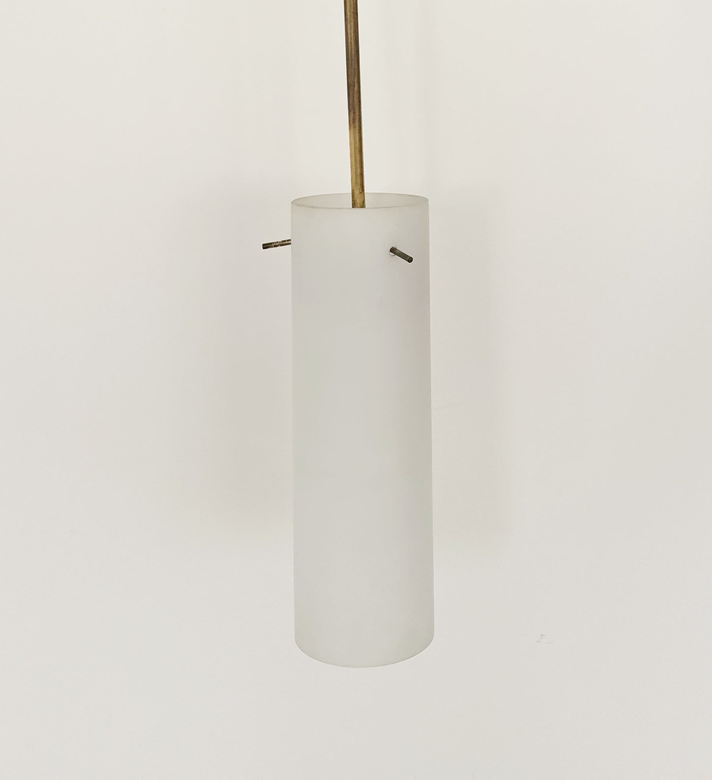 Vintage brass and satin glass chandelier