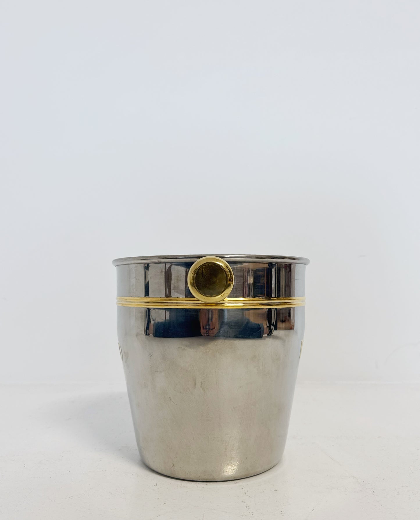 Vintage Chrome Ice Bucket with Gold Detailing – “VALDO”