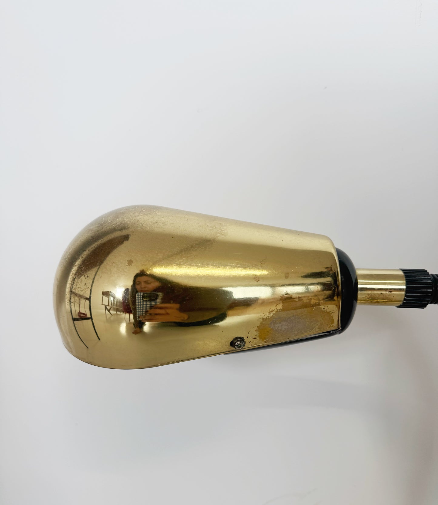 Vintage Table Lamp in Gold Metal and Black Plastic – Adjustable Light