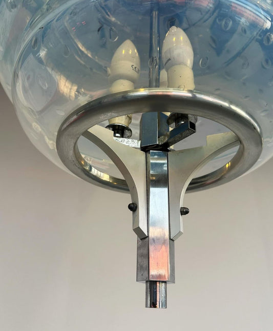 Lampadario cromo e vetro