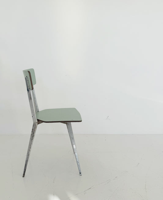 Vintage Chair in Chromed Metal and Tiffany-Color Formica
