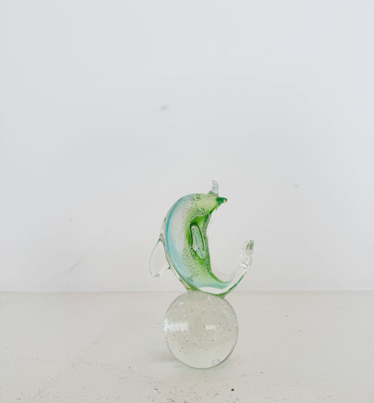 Vintage Art Glass Paperweight – Dolphin