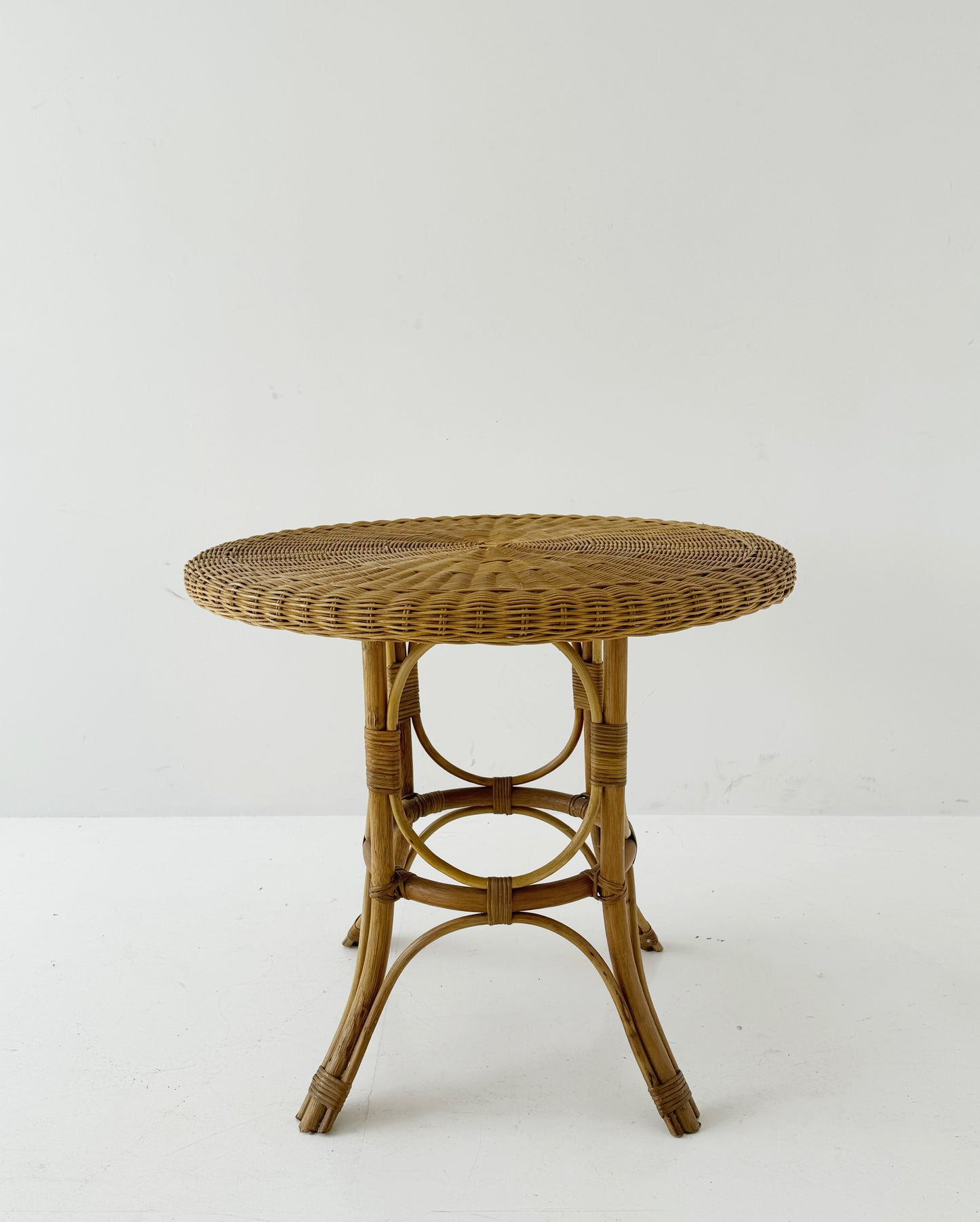 Round woven rattan table, 1960