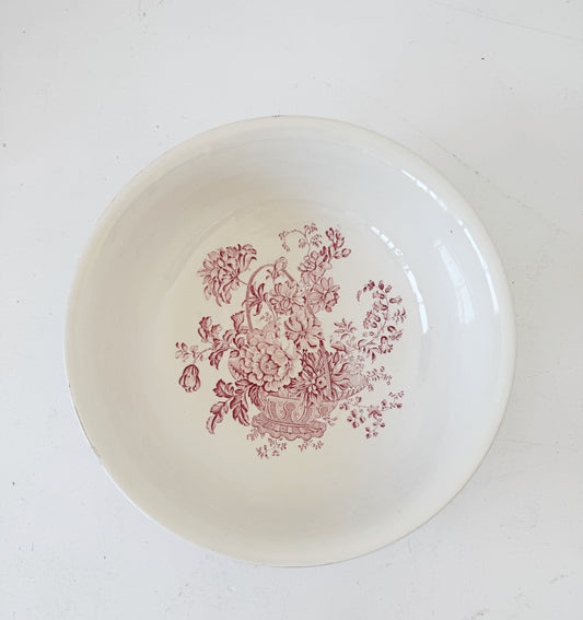 Grande ciotola in ceramica Staffordshire con decorazioni floreali