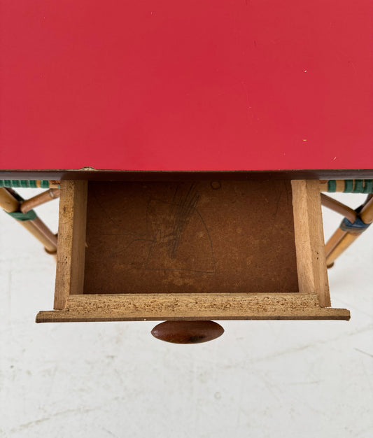 Tavolino da caffè in bambù con cassetto – anni '50/'60