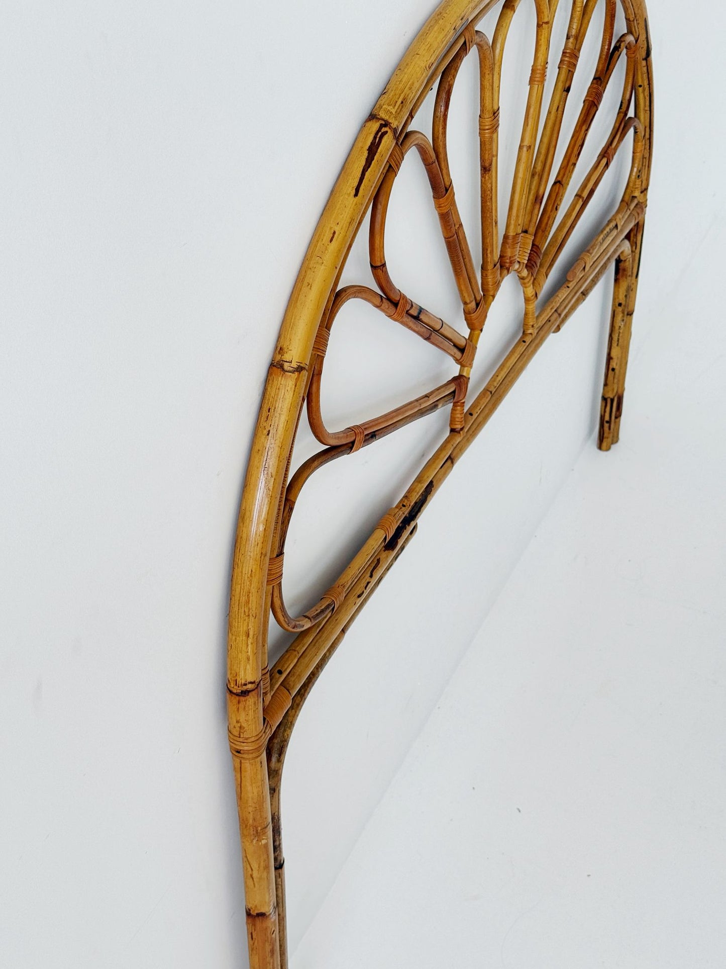 Bent bamboo and rattan headboard, 1970s