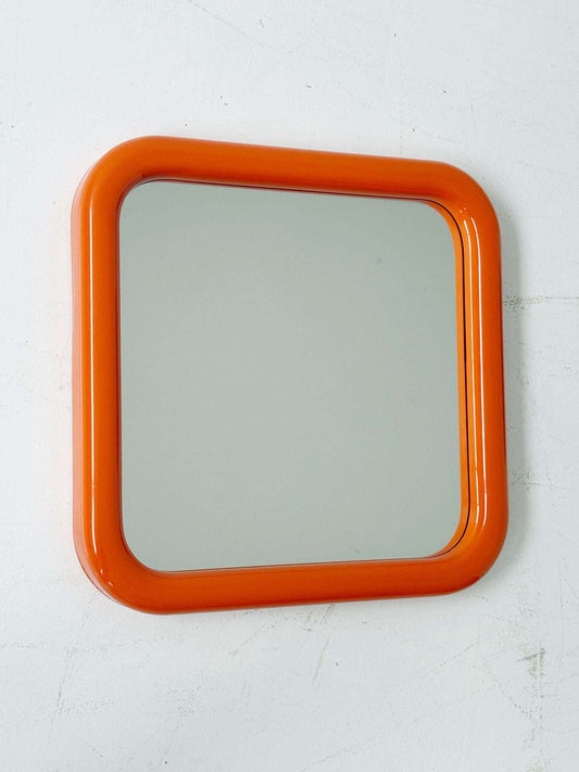 mirror with orange plastic frame - 1970s