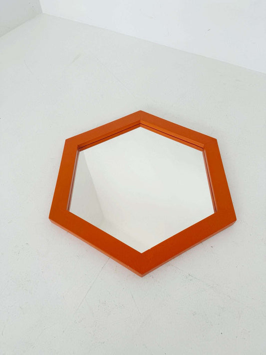 Vintage mirror with orange frame