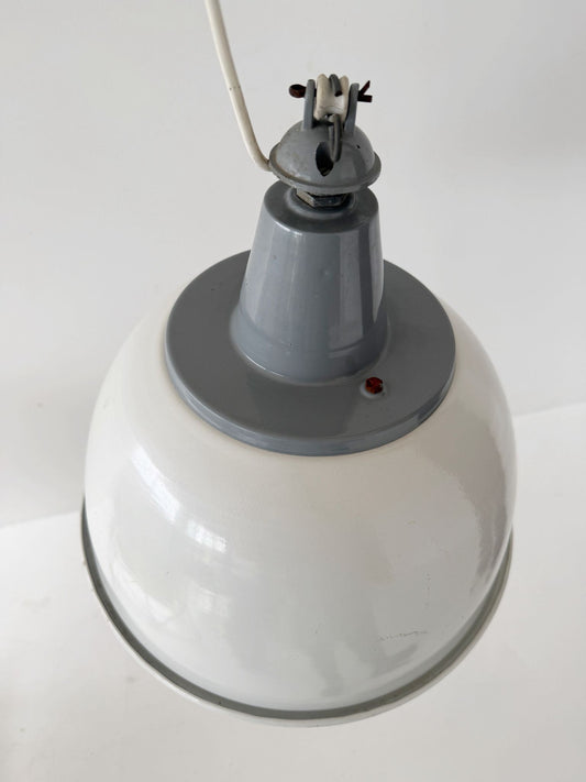 Industrial chandelier in white metal