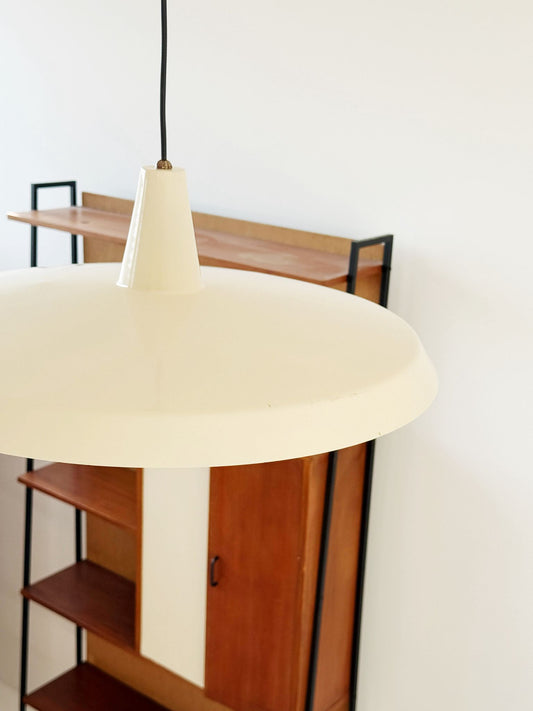 1960s/1970s pulley chandelier in ivory painted metal