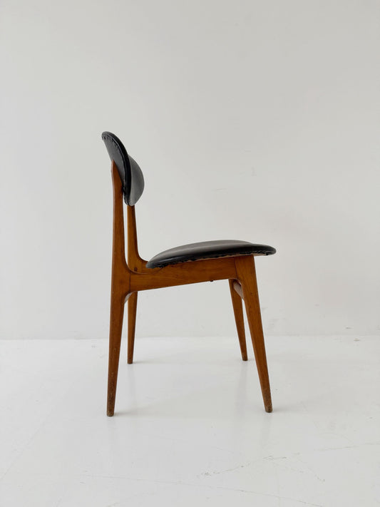 Sedia in legno e skai nero, Italia, anni ’50