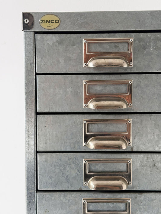 Zinc-plated metal industrial chest of drawers "Zinco by Siarco" – on wheels