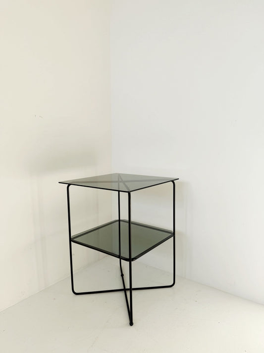 Metal and smoked glass coffee table, 1970s