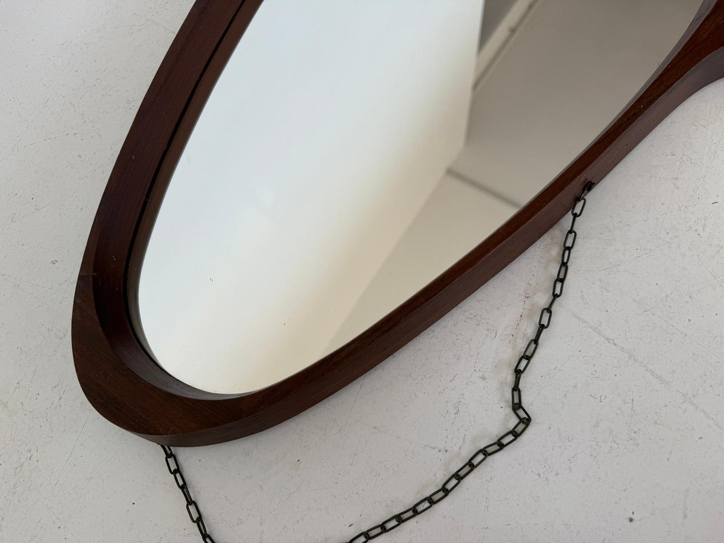 Oval teak mirror, 1950s–60s