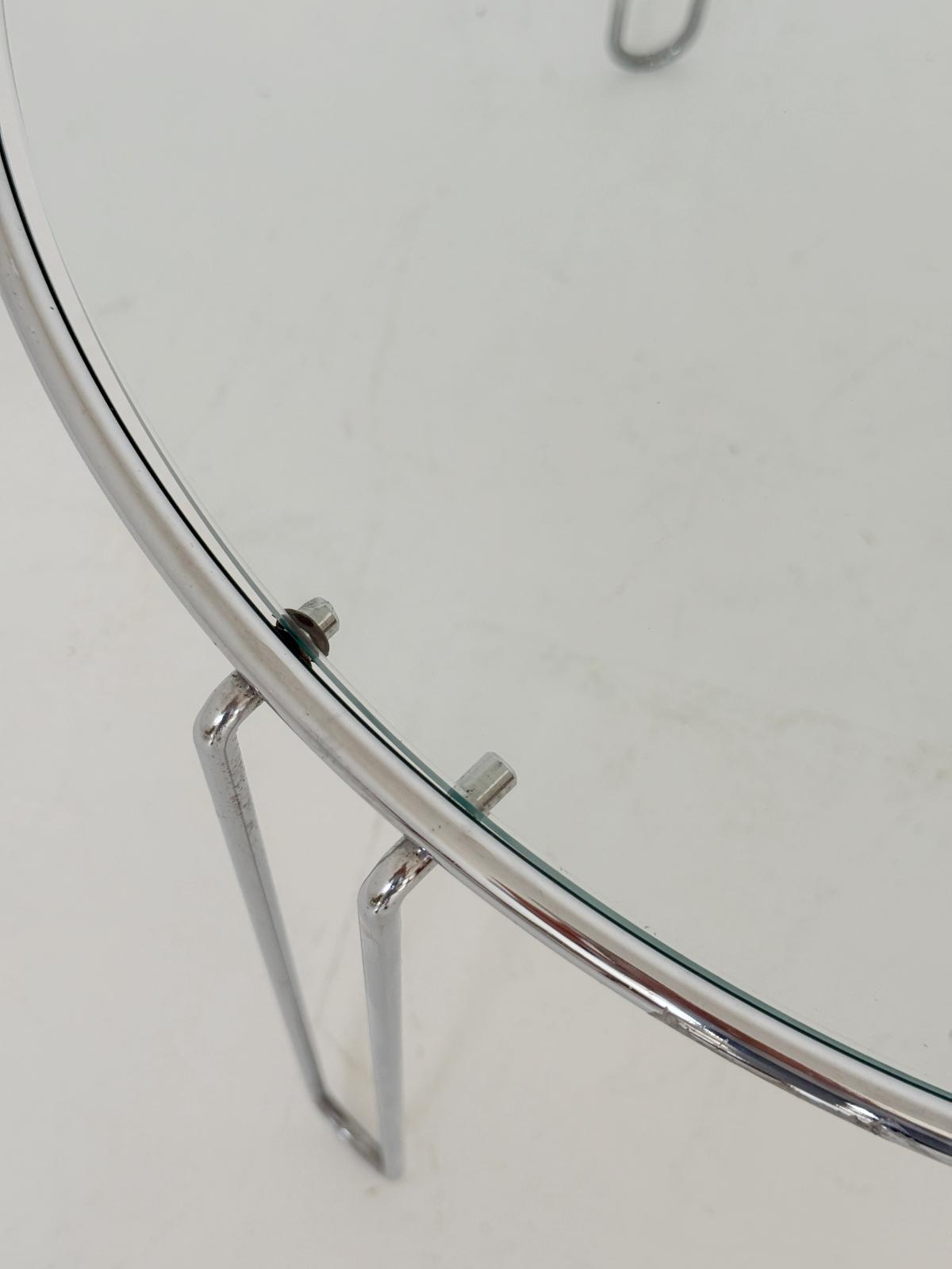 Tavolino da caffè in vetro e metallo cromato, anni '70