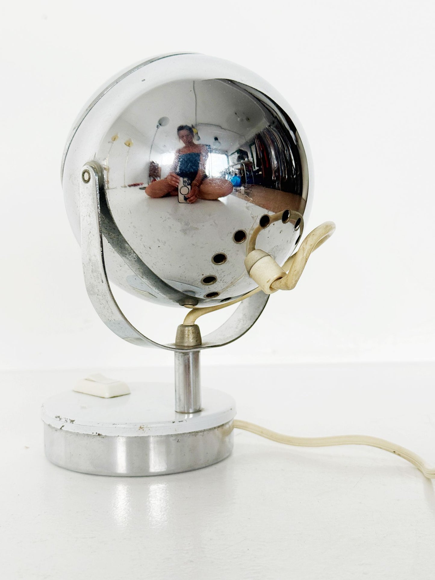 Space Age Chrome Sphere Table Lamp, 1970s