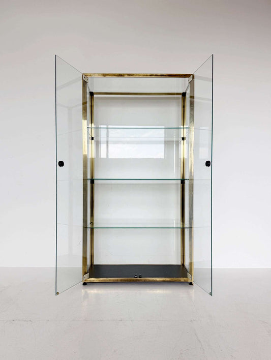 Vintage brass and glass display cabinet, 1970s