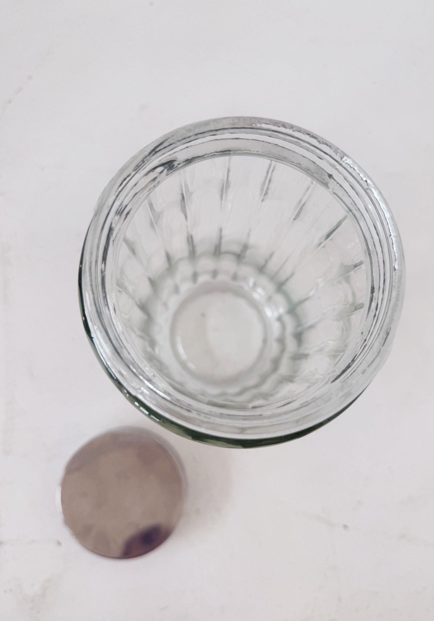 Pair of blown glass jars with metal lids, 1960s–1970s