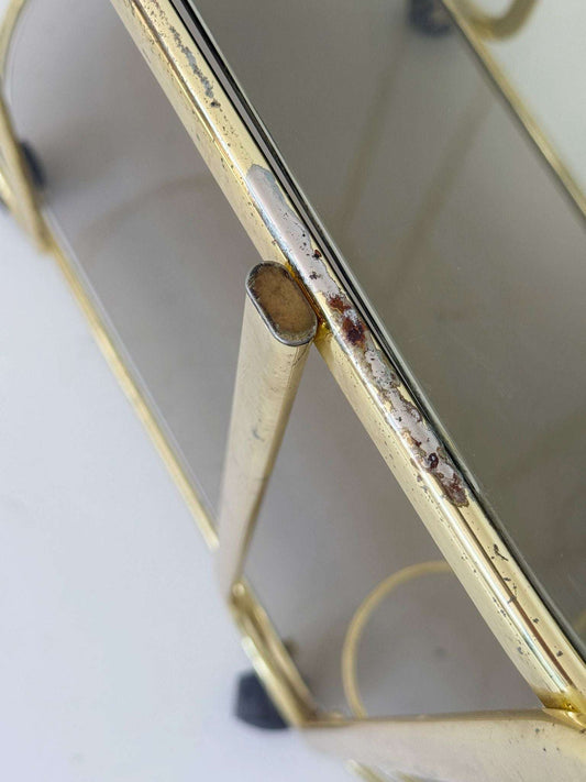 Italian Brass-Plated Metal and Smoked Glass Serving Cart, 1970s