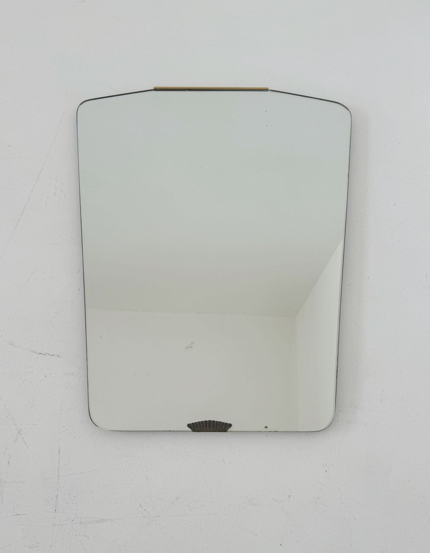 Modernist wall mirror with brass details – Italy, 1950s/60s