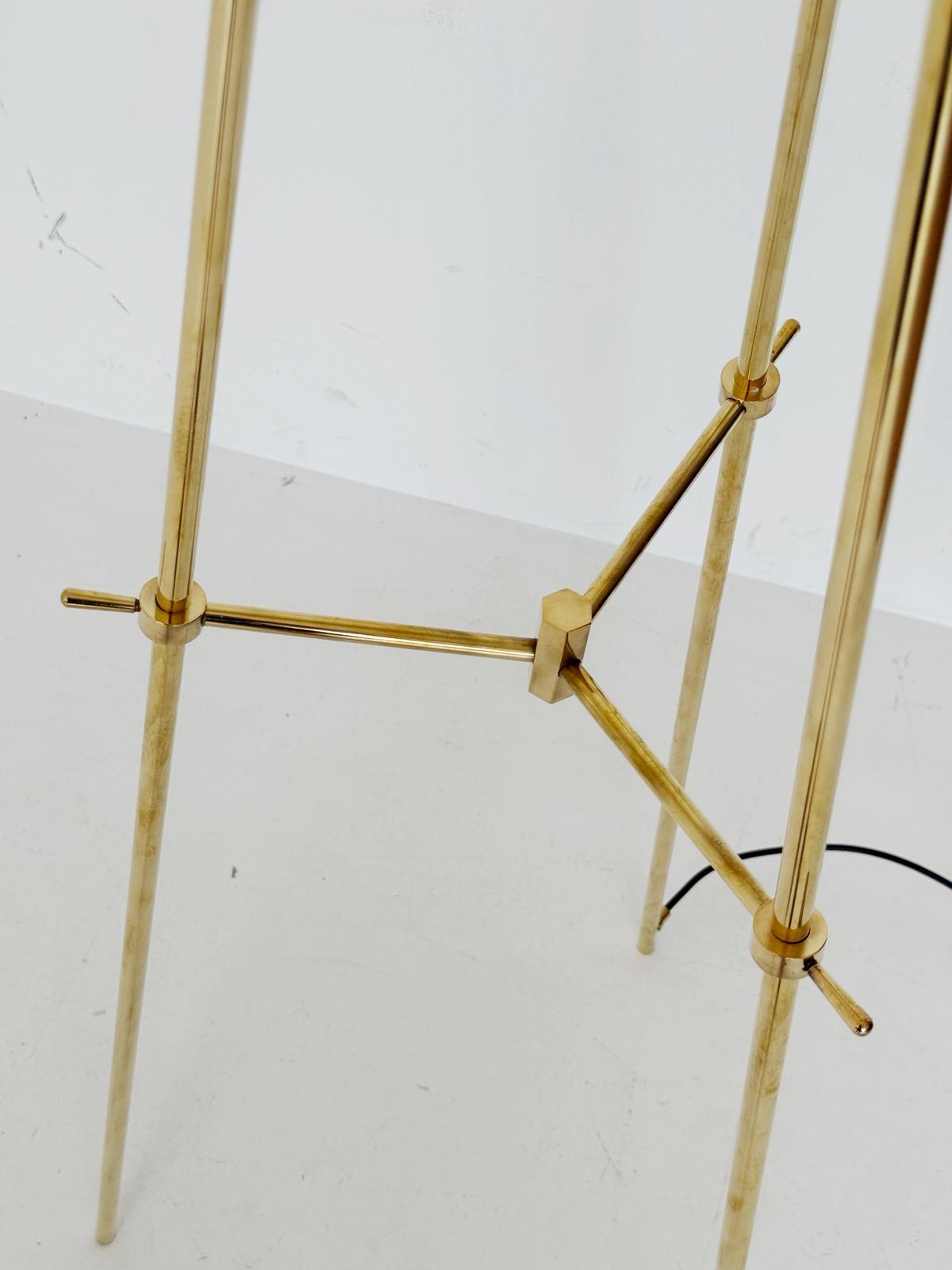 Contemporary Floor Lamp in Brass and Opal Glass