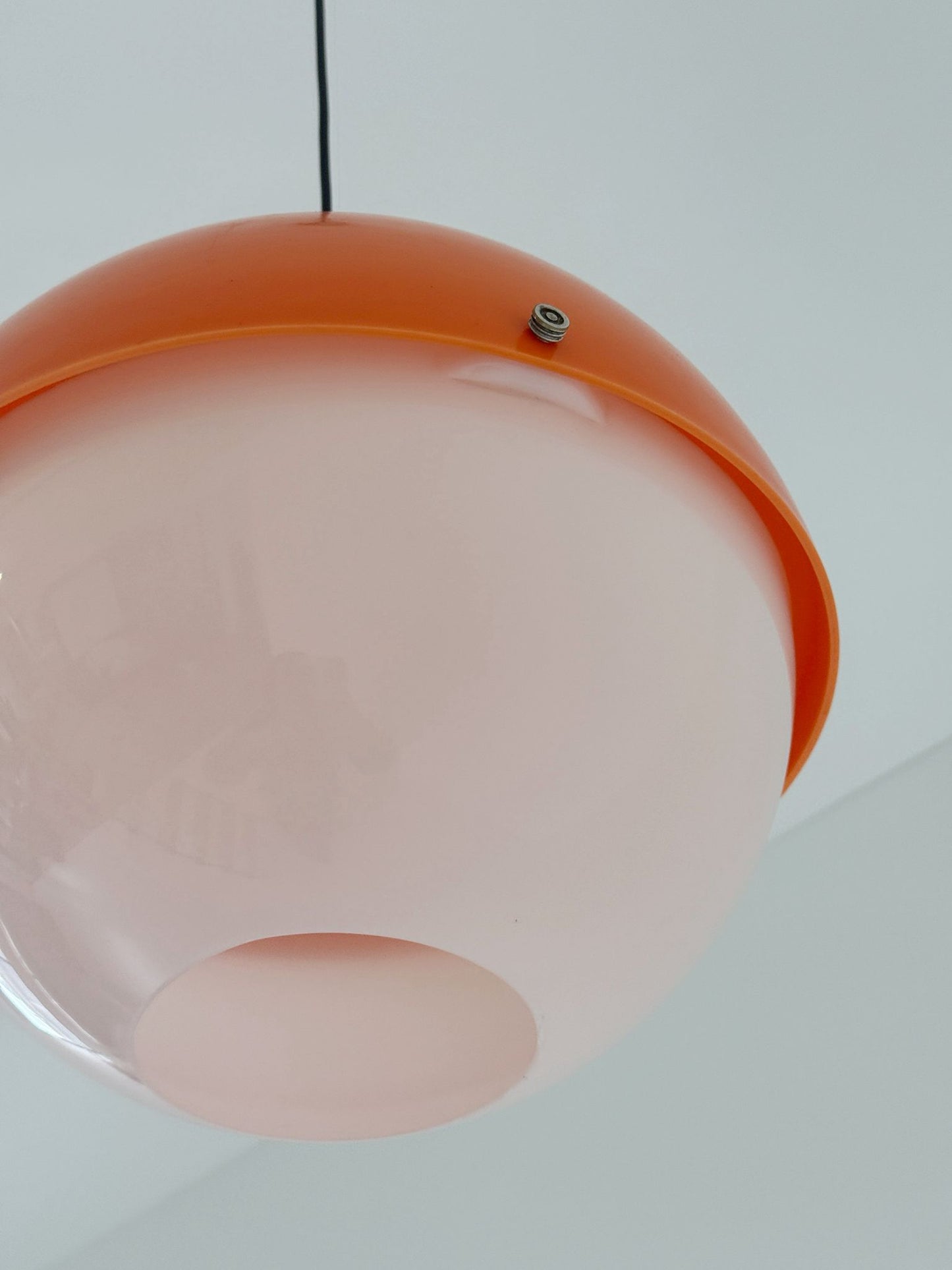 Orange and White Acrylic Spherical Chandelier (1970s)