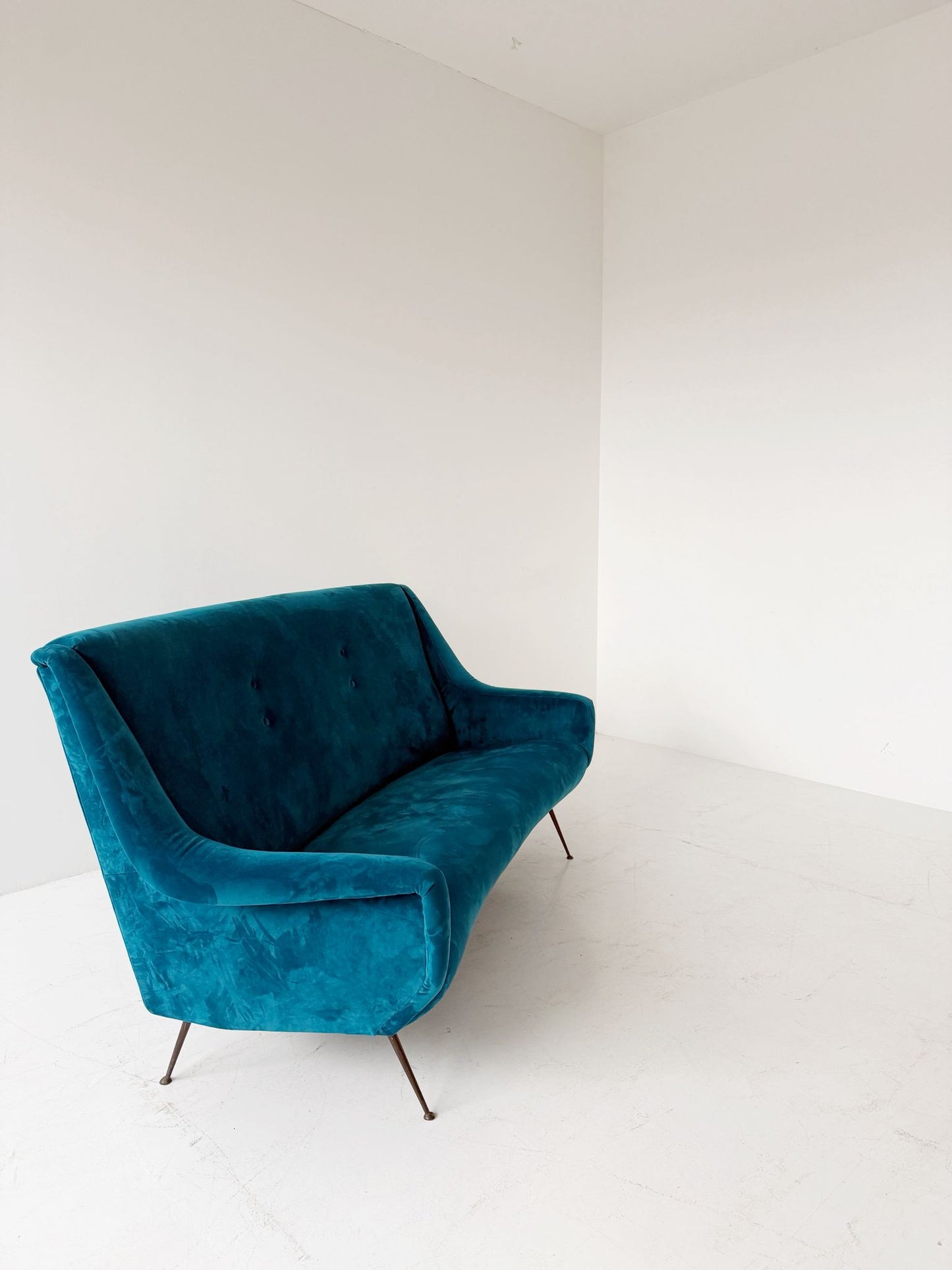 Vintage 1960s sofa upholstered in silk velvet