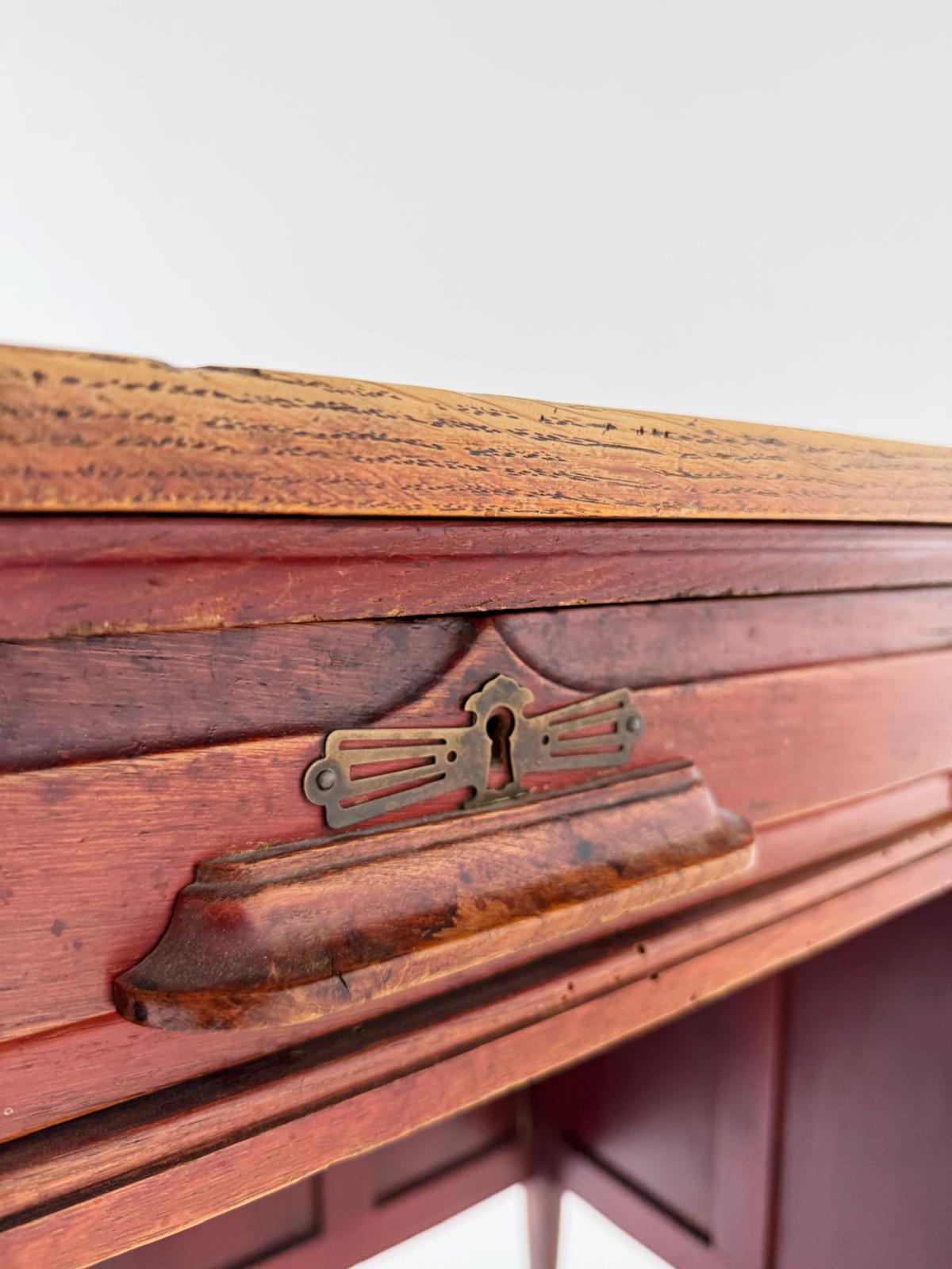 Vintage Solid Wood Desk – 1930s/1940s