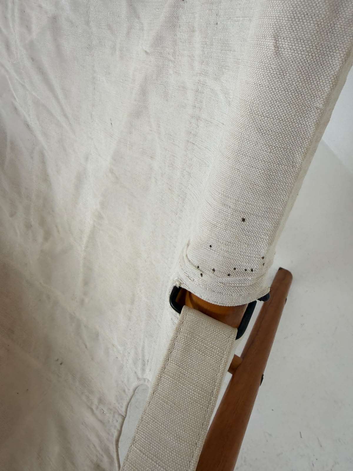 EMU Italy, folding lounge chair in wood and canvas, circa 1980