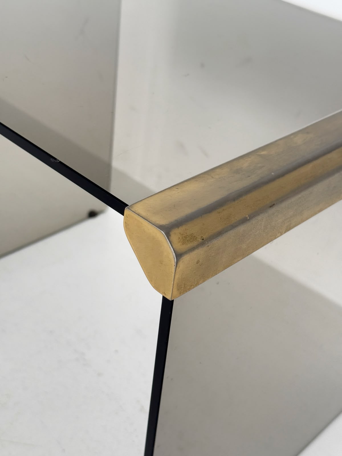 Smoked Glass and Brass Coffee Table – 1970s