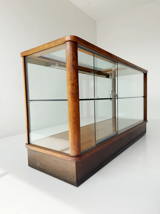 Shop Display Counter with Wood and Glass Frame – 1940s/1950s